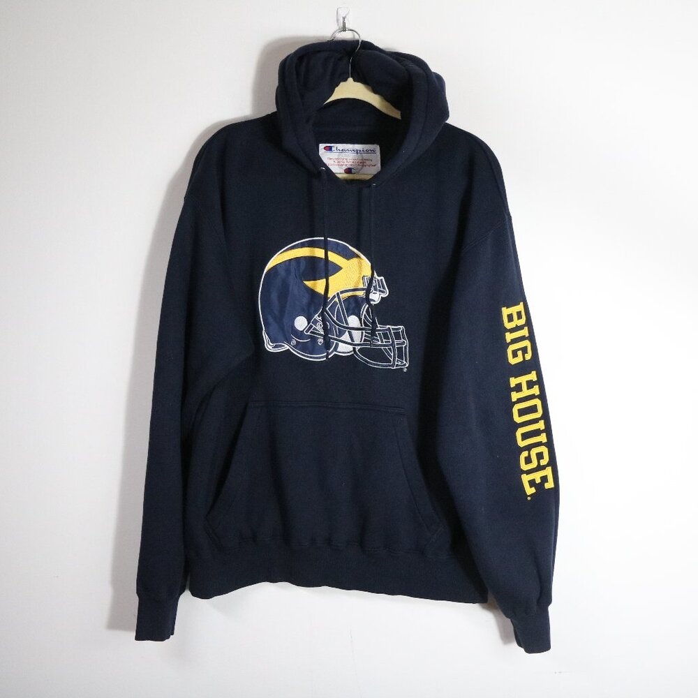 Champion U of M Football Hoodie Mens Large University of Michigan NCAA Big House